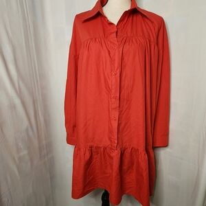 Vibrant Red Button-Up Dress